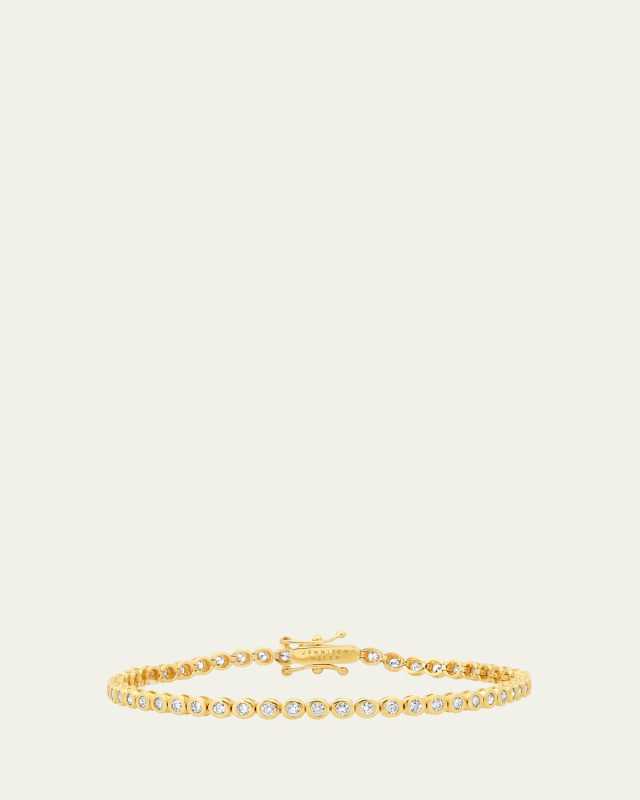 18K Yellow Gold Mini Bezel Tennis Bracelet with Diamonds